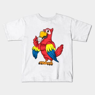 Parrot with cup of coffee Kids T-Shirt